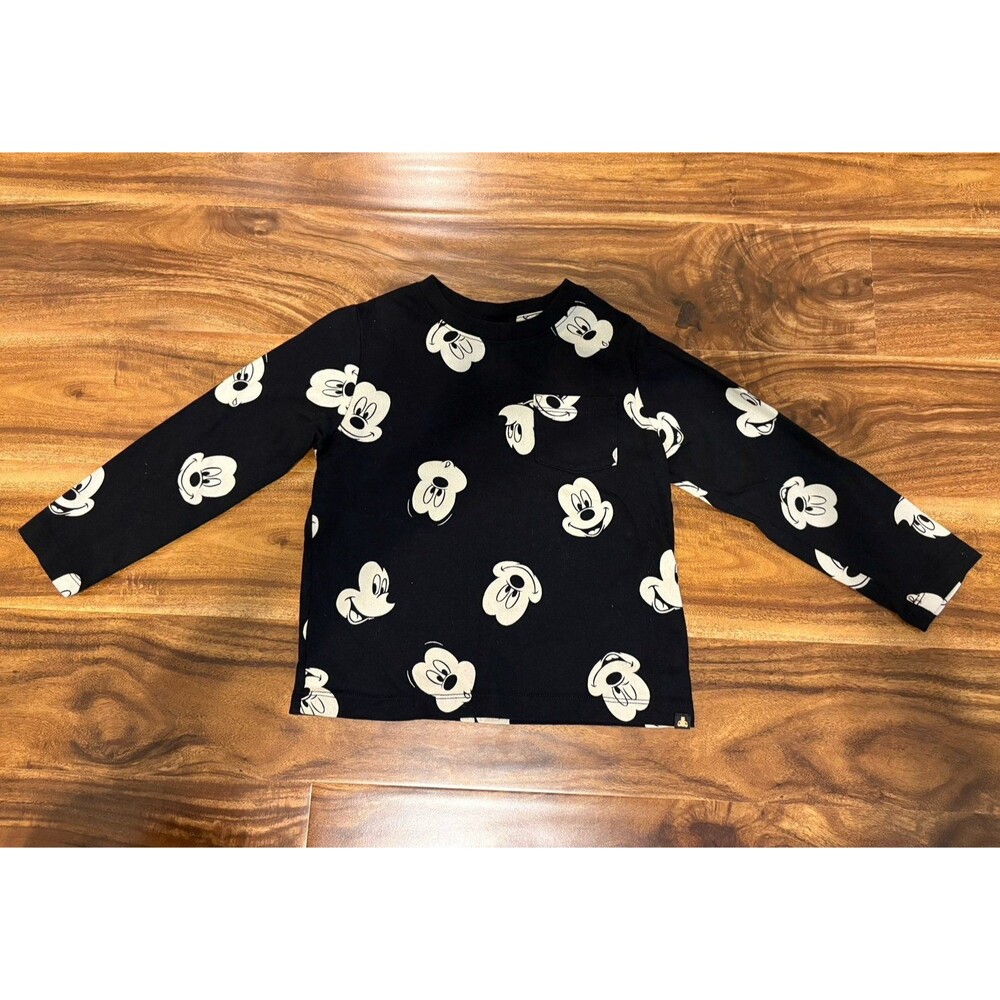 Baby Gap Disney Long Sleeve Shirt, Black Mickey Print, Size 4T
